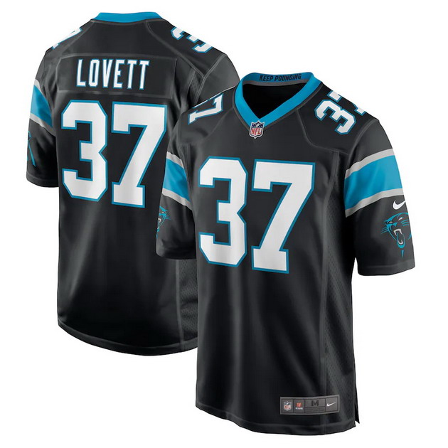 mens nike john lovett black carolina panthers game player jersey